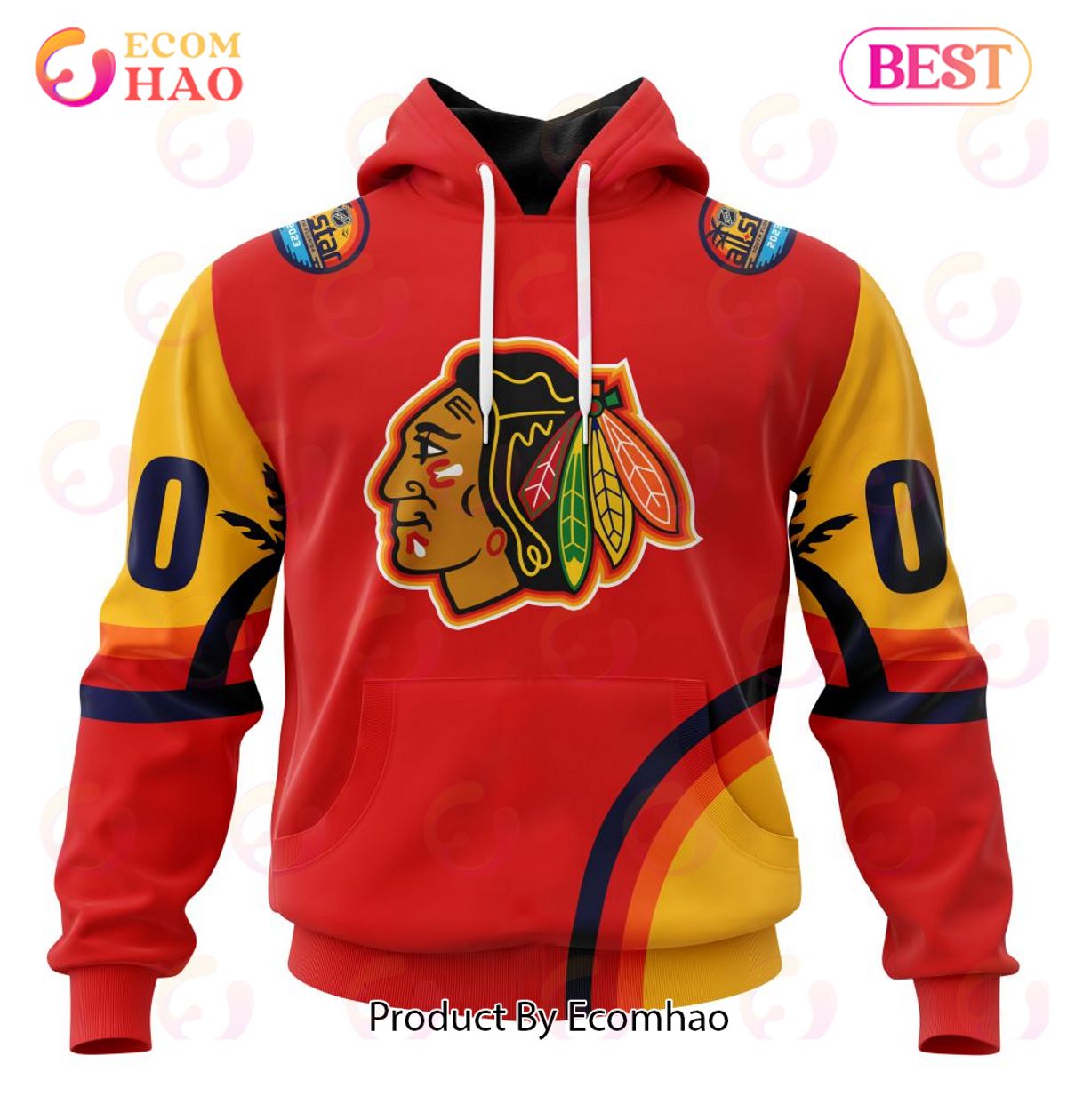 NHL Chicago Blackhawks Special ALL Star Game Design With Florida Sunset 3D Hoodie