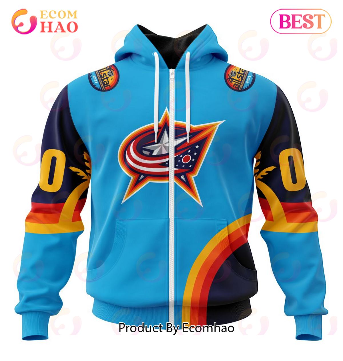 NHL Columbus Blue Jackets Special ALL Star Game Design With Atlantic Ocean 3D Hoodie