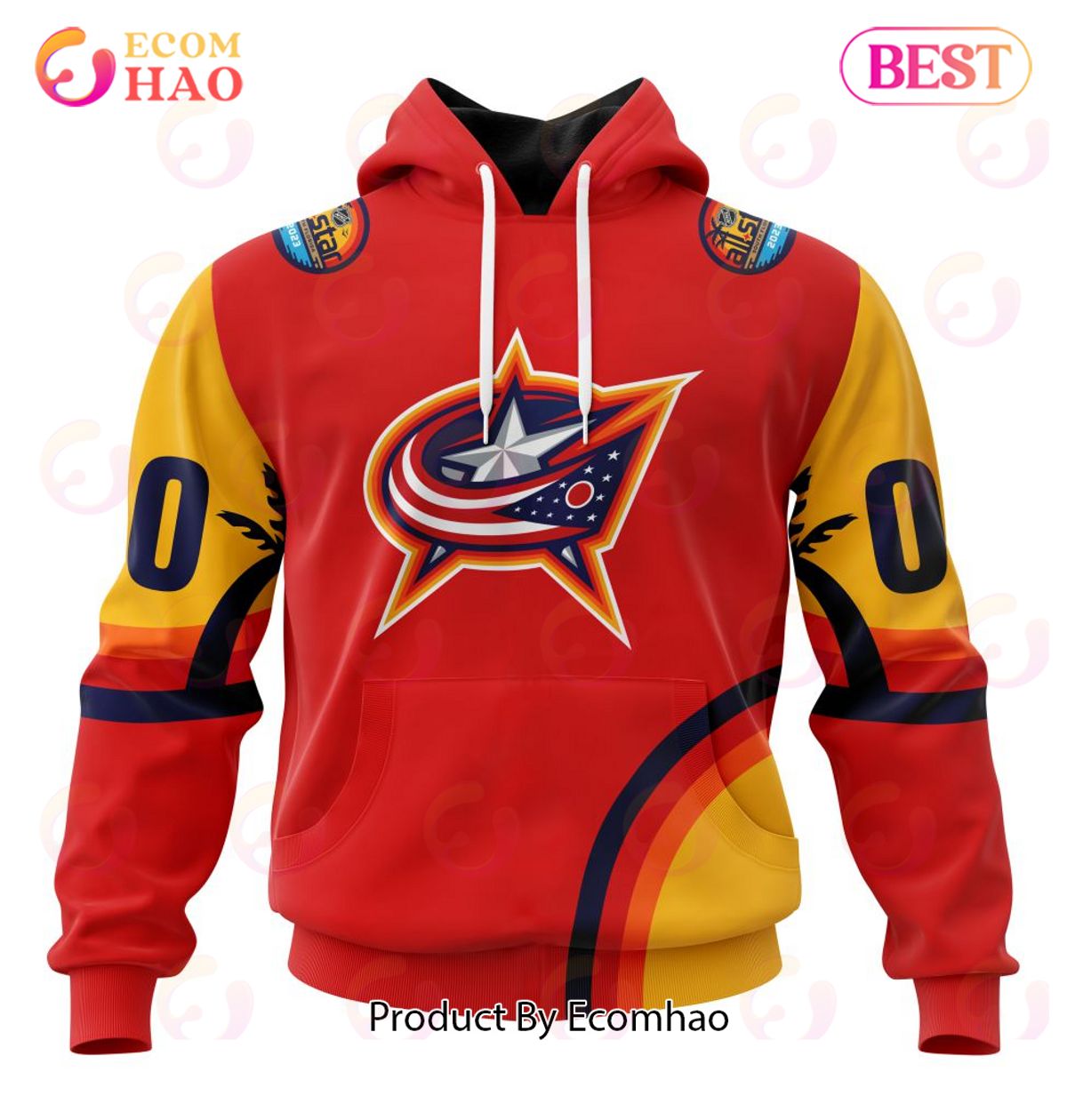 NHL Columbus Blue Jackets Special ALL Star Game Design With Florida Sunset 3D Hoodie