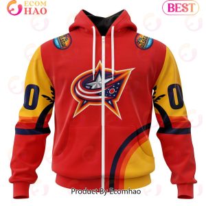 NHL Columbus Blue Jackets Special ALL Star Game Design With Florida Sunset 3D Hoodie