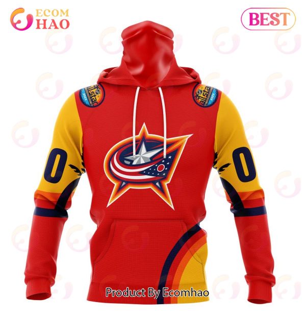 NHL Columbus Blue Jackets Special ALL Star Game Design With Florida Sunset 3D Hoodie