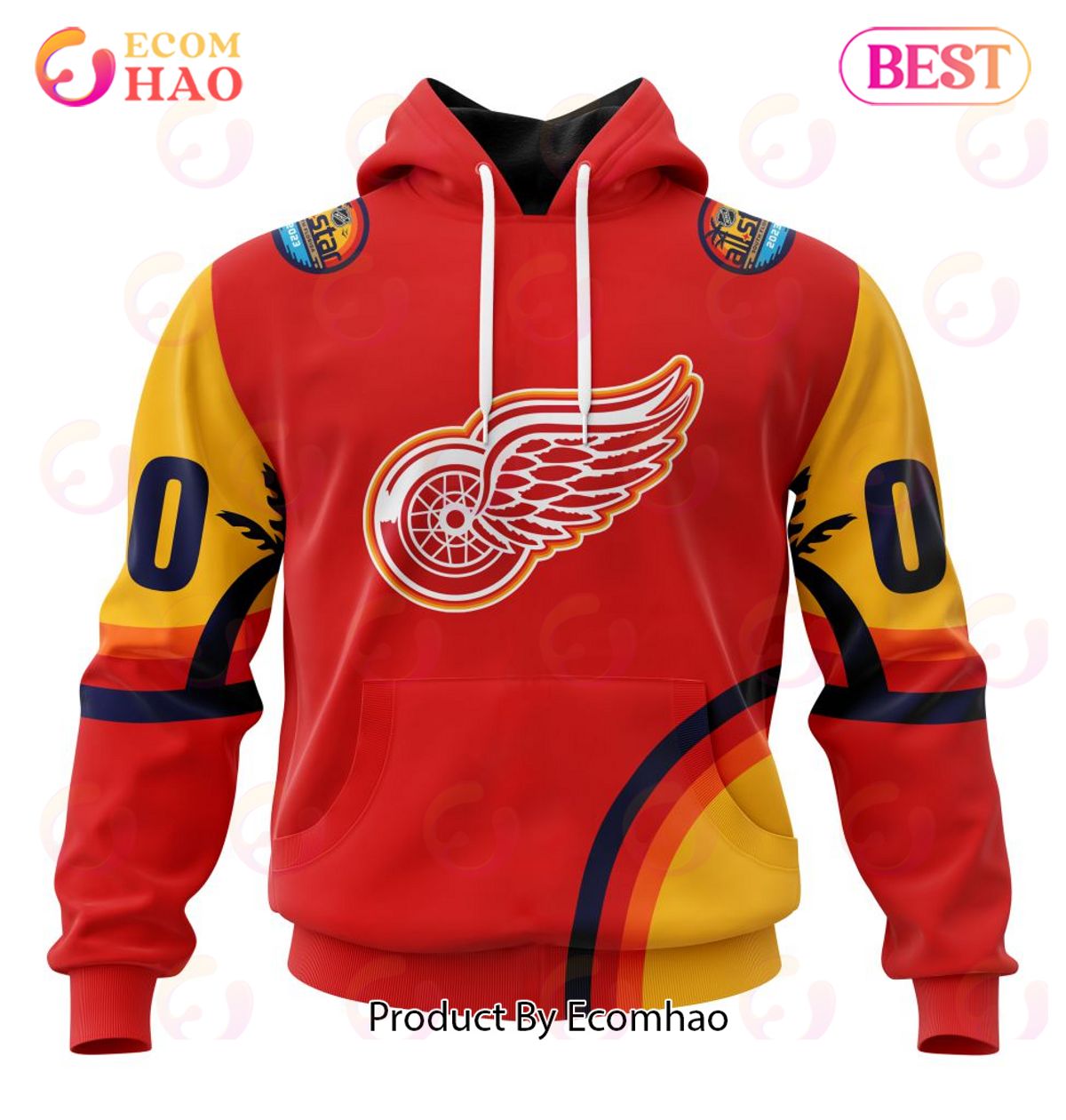 NHL Detroit Red Wings Special ALL Star Game Design With Florida Sunset 3D Hoodie