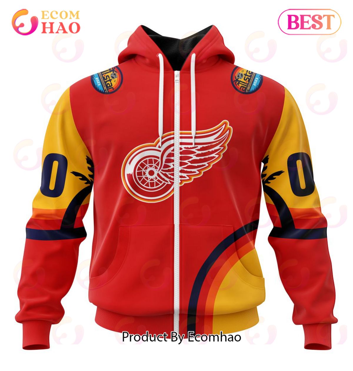 NHL Detroit Red Wings Special ALL Star Game Design With Florida Sunset 3D Hoodie