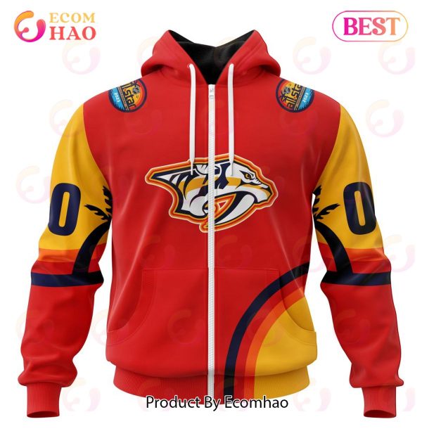 NHL Nashville Predators Special ALL Star Game Design With Florida Sunset 3D Hoodie