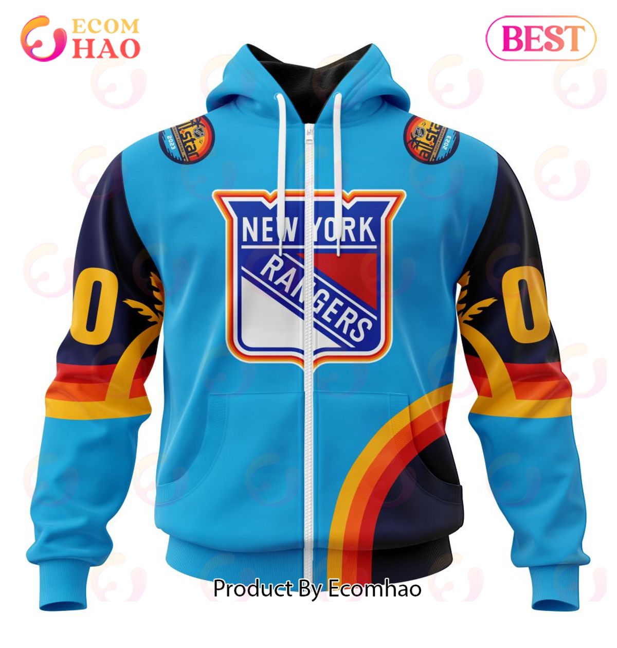 NHL New York Rangers Special ALL Star Game Design With Atlantic Ocean 3D Hoodie