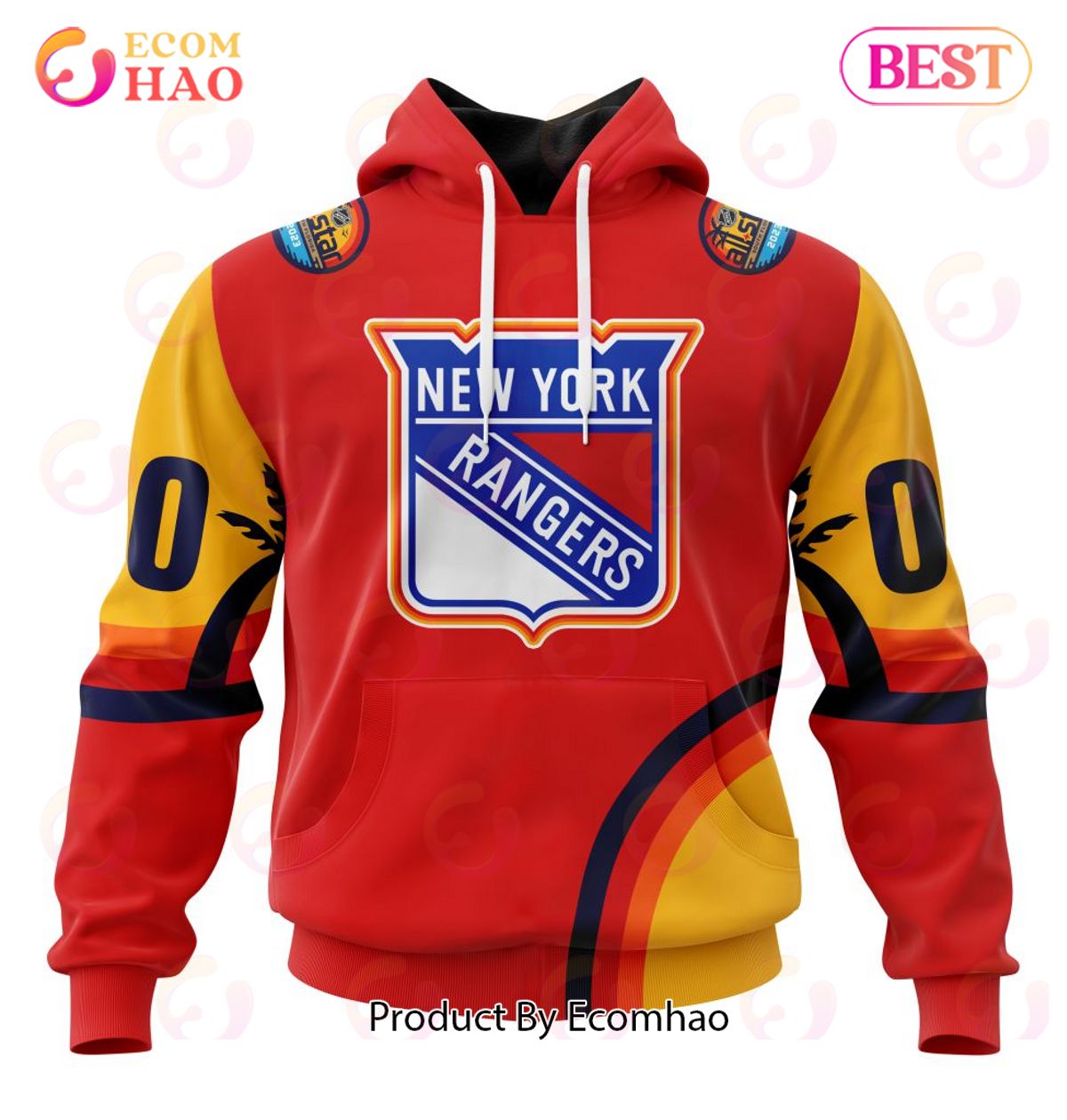 NHL New York Rangers Special ALL Star Game Design With Florida Sunset 3D Hoodie