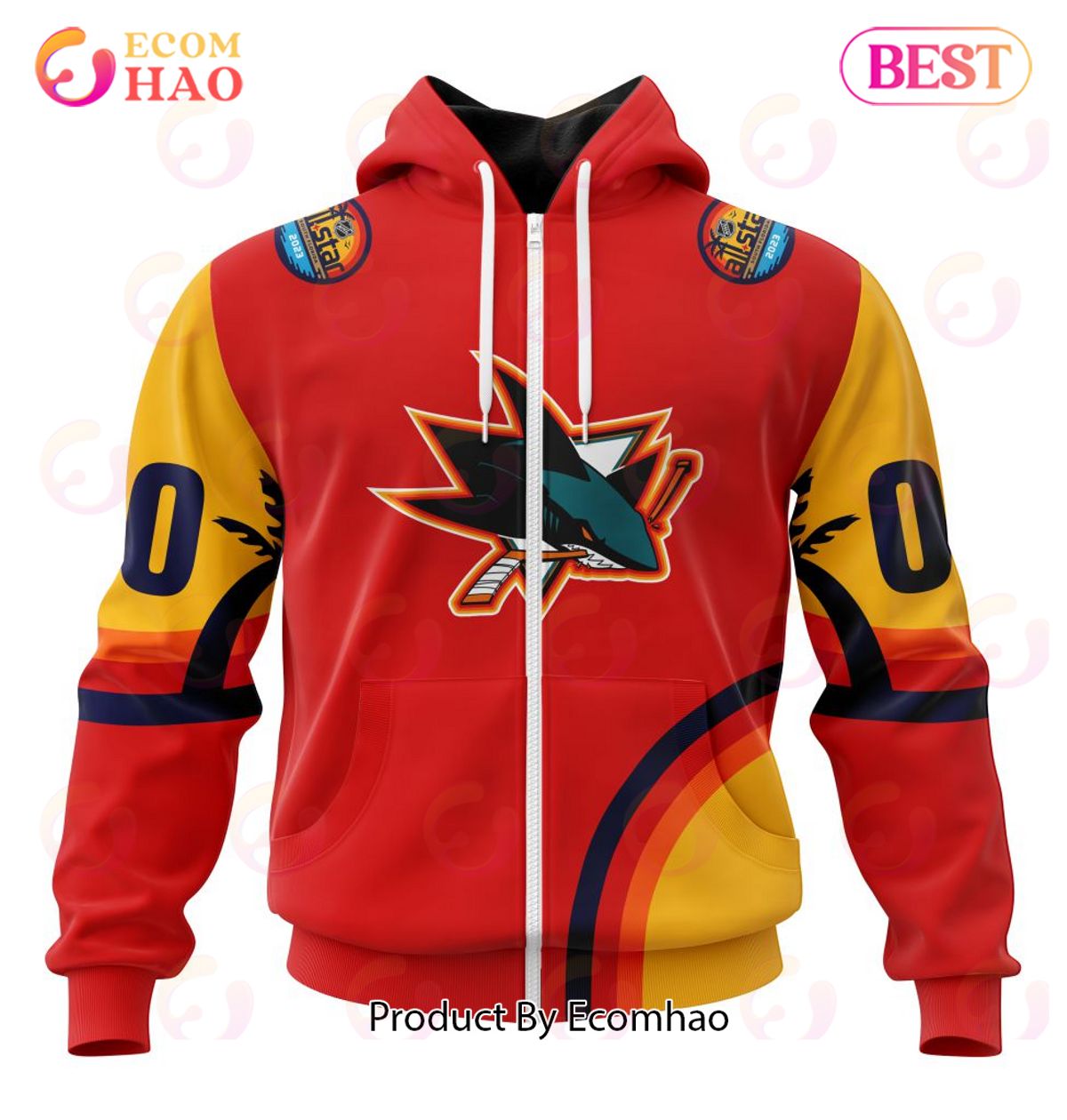 NHL San Jose Sharks Special ALL Star Game Design With Florida Sunset 3D Hoodie