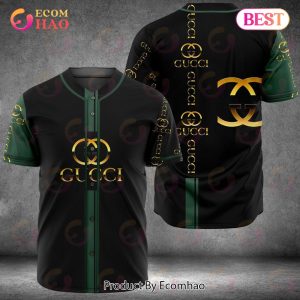 Gucci Black Green Mix Gold Logo Luxury Brand Jersey Limited Edition