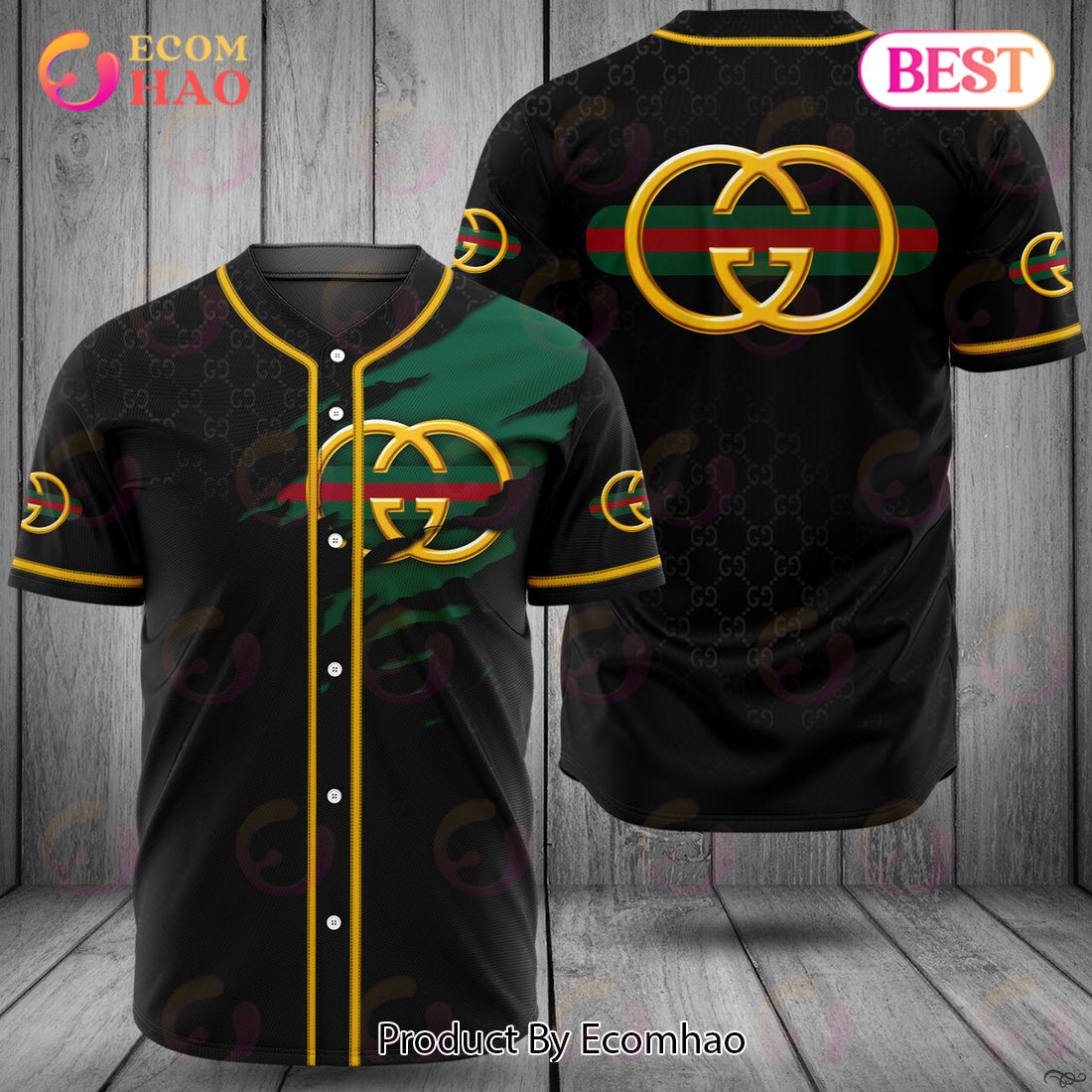 Gucci Black Mix Color Luxury Brand Jersey Limited Edition