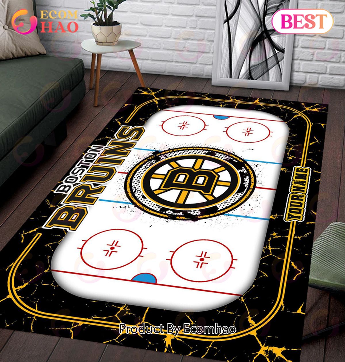 Personalized NHL Boston Bruins Rug Carpet Perfect Gift