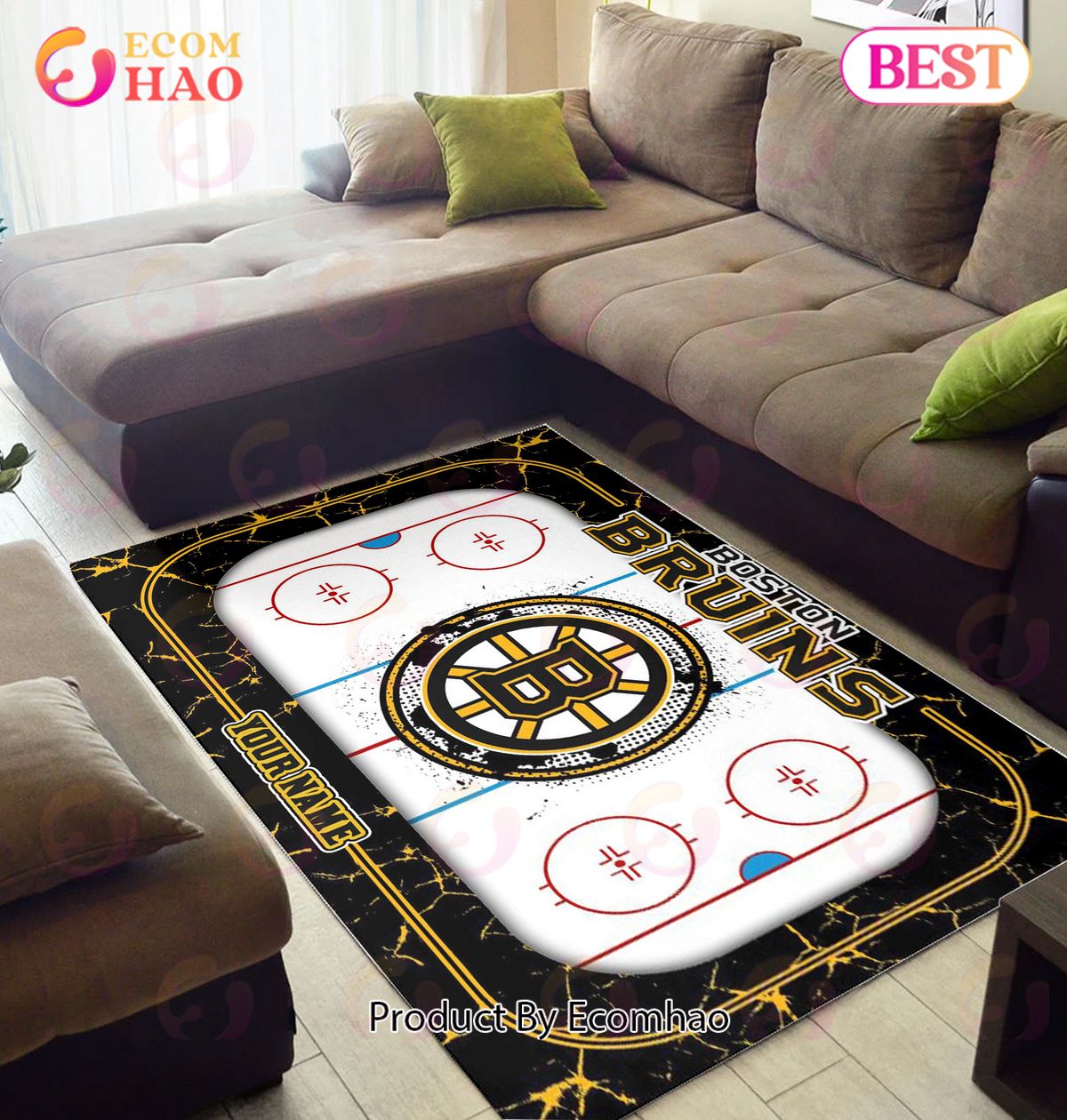 Personalized NHL Boston Bruins Rug Carpet Perfect Gift