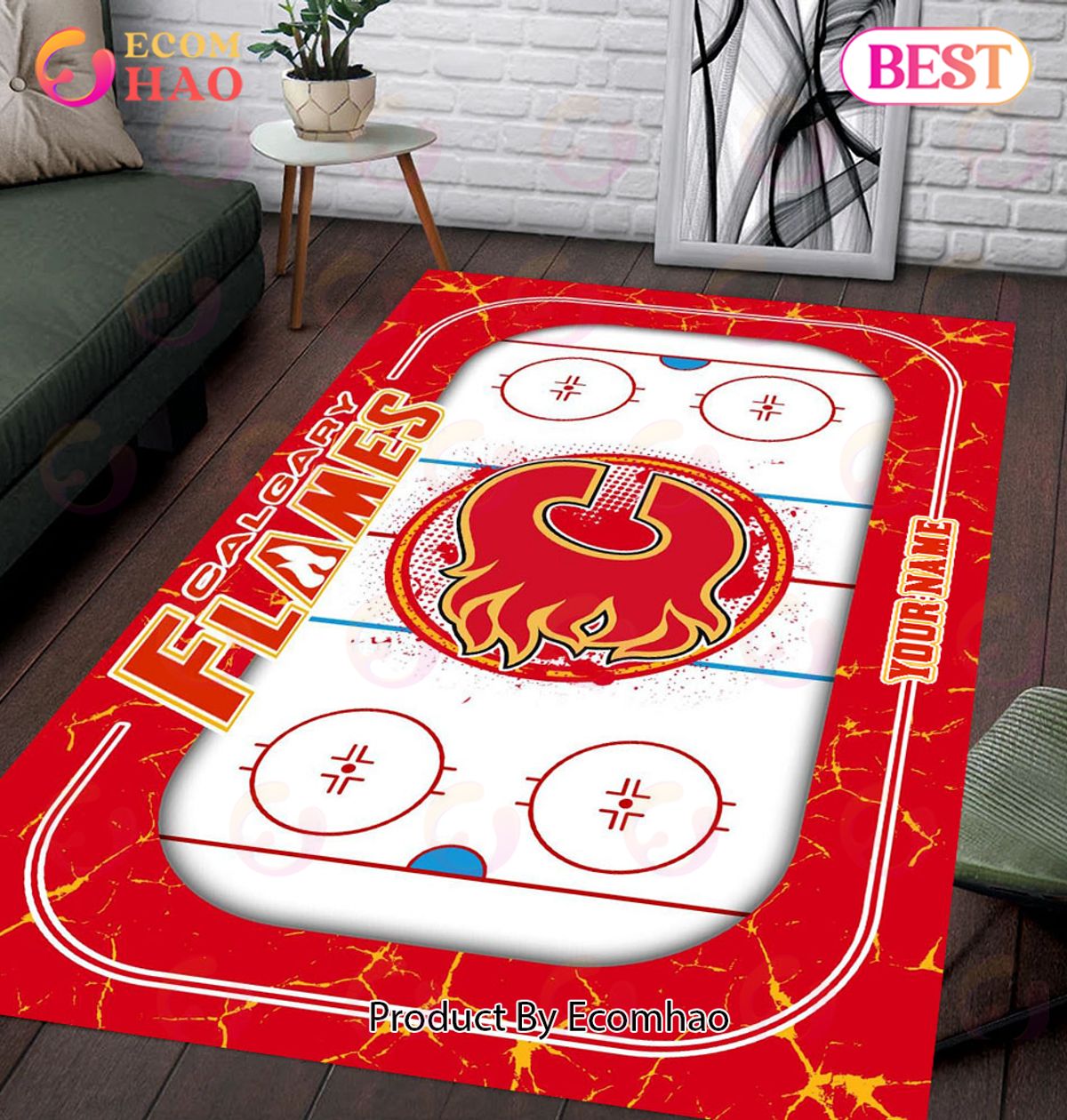 Personalized NHL Calgary Flames Rug Carpet Perfect Gift