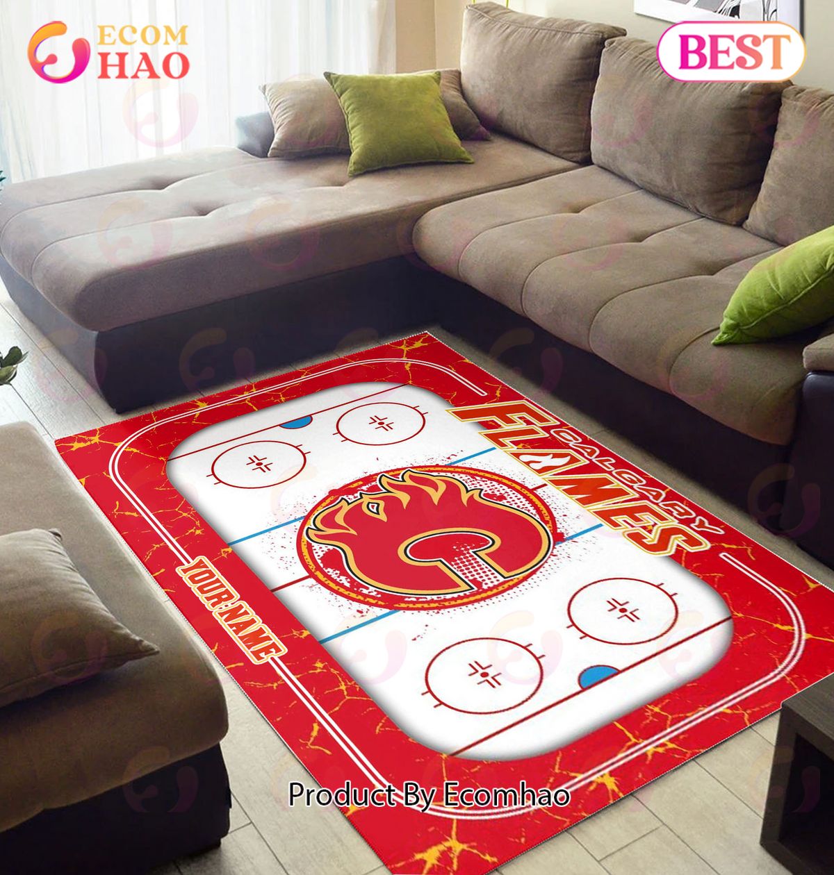 Personalized NHL Calgary Flames Rug Carpet Perfect Gift