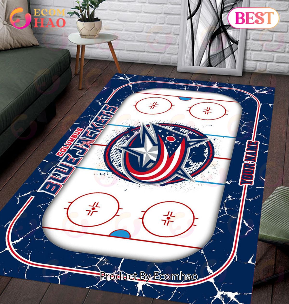 Personalized NHL Columbus Blue Jackets Rug Carpet Perfect Gift
