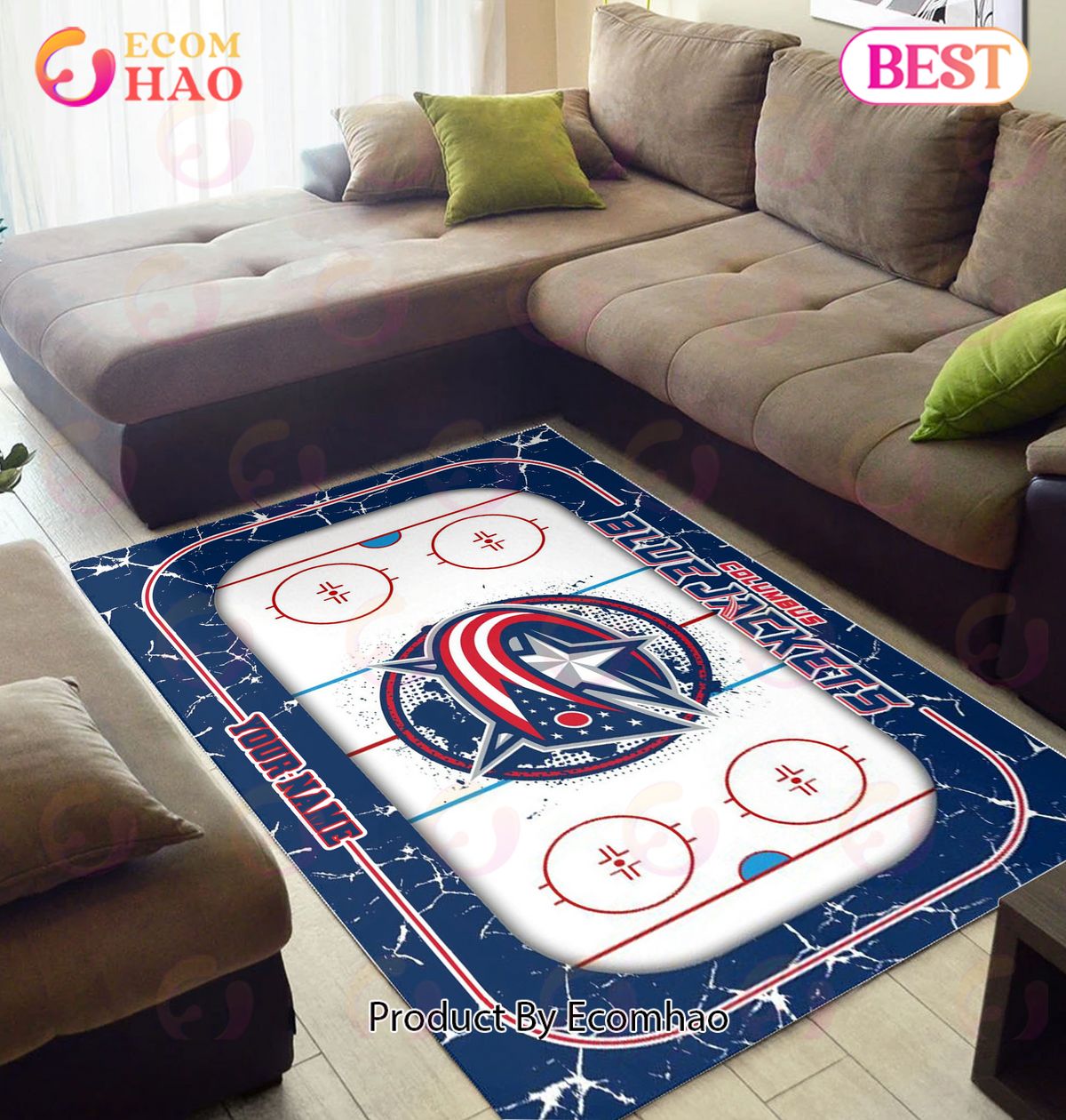 Personalized NHL Columbus Blue Jackets Rug Carpet Perfect Gift