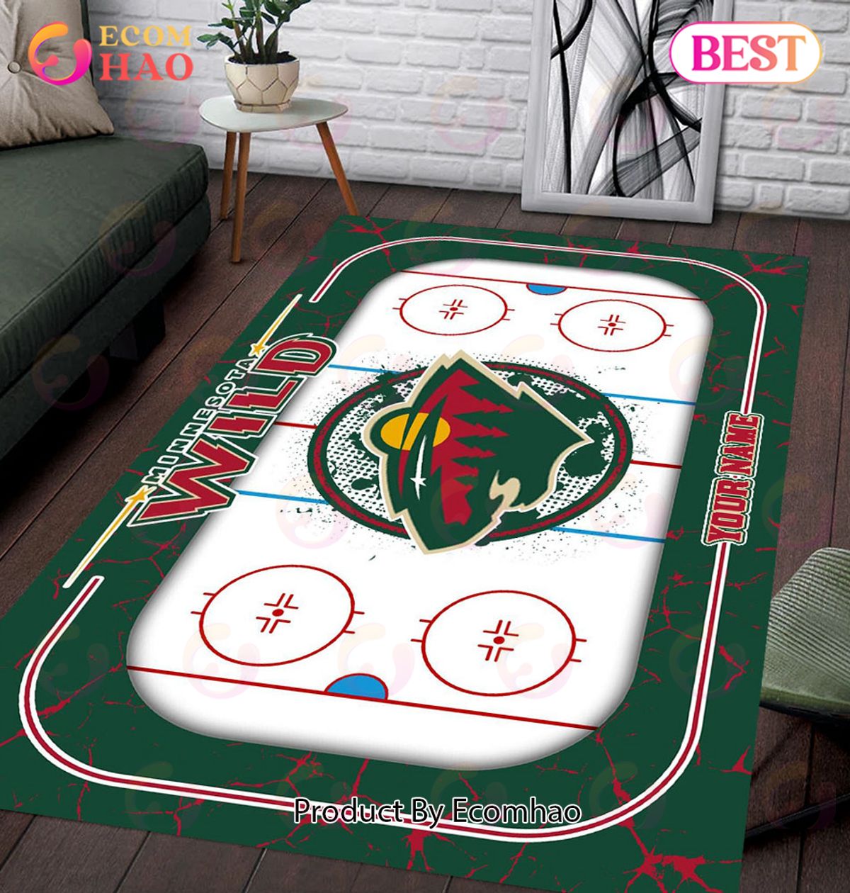 Personalized NHL Minnesota Wild Rug Carpet Perfect Gift