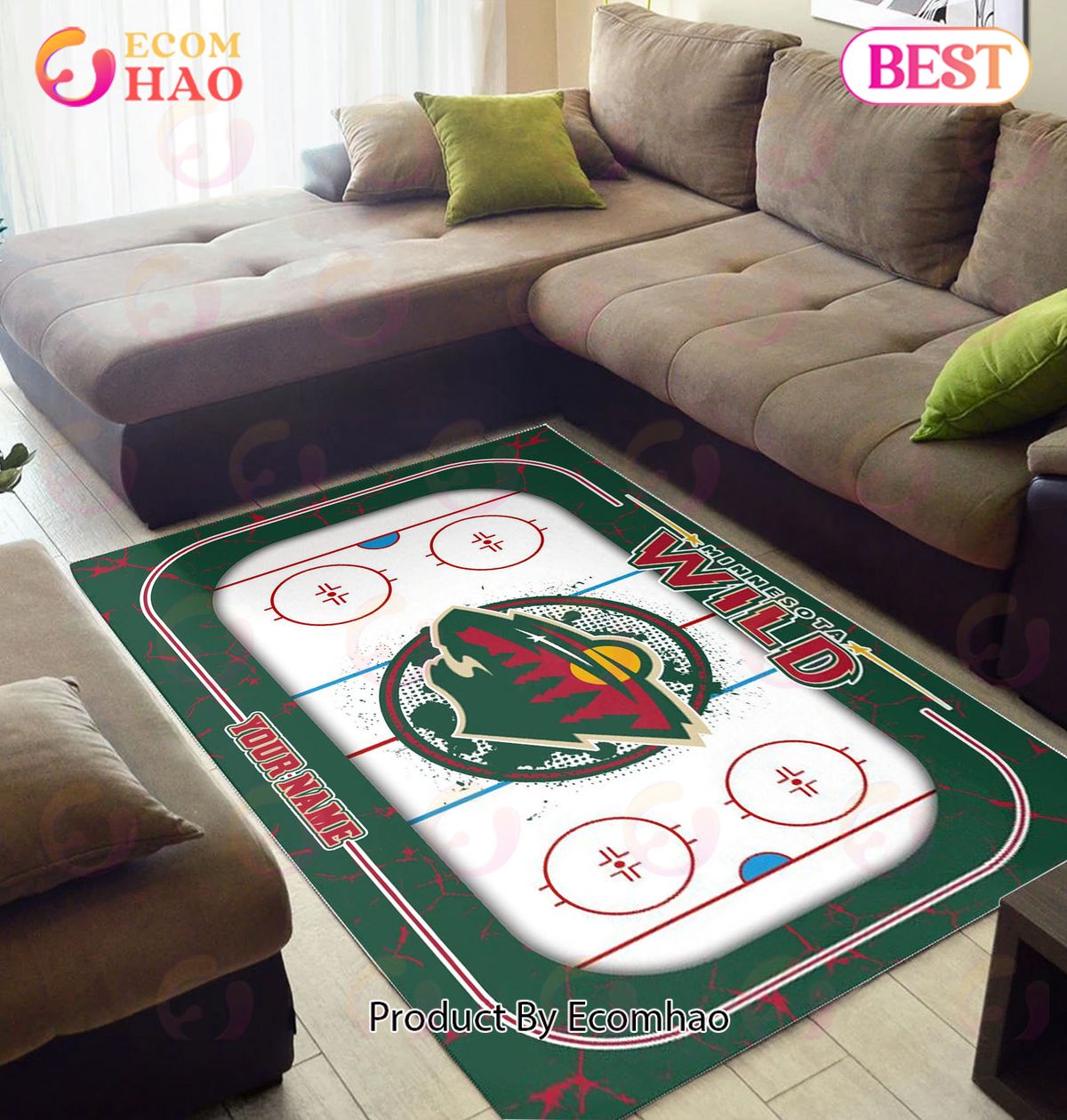 Personalized NHL Minnesota Wild Rug Carpet Perfect Gift