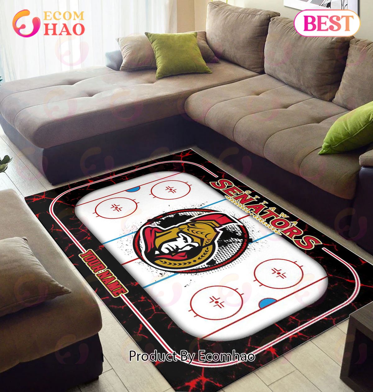 Personalized NHL Ottawa Senators Rug Carpet Perfect Gift