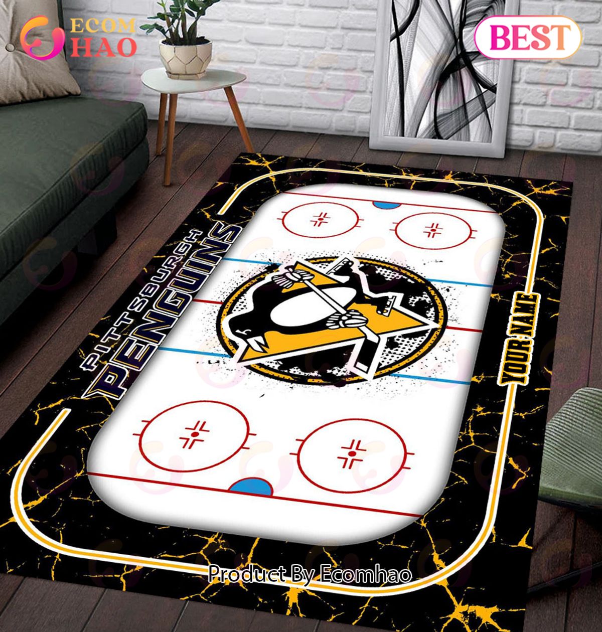 Personalized NHL Pittsburgh Penguins Rug Carpet Perfect Gift