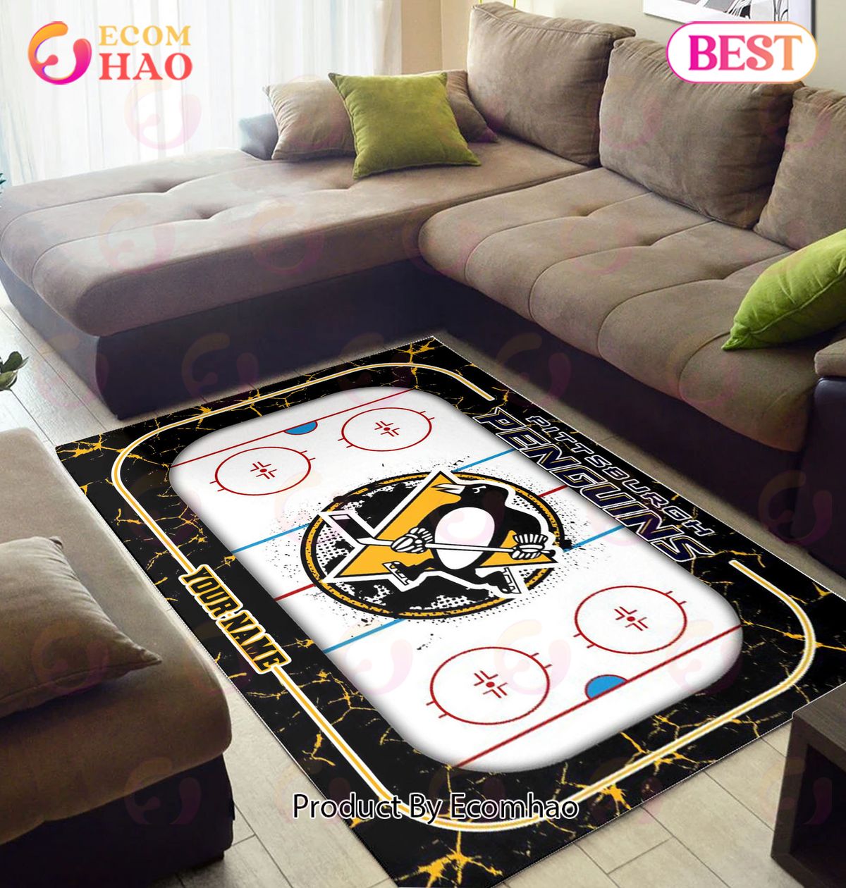 Personalized NHL Pittsburgh Penguins Rug Carpet Perfect Gift