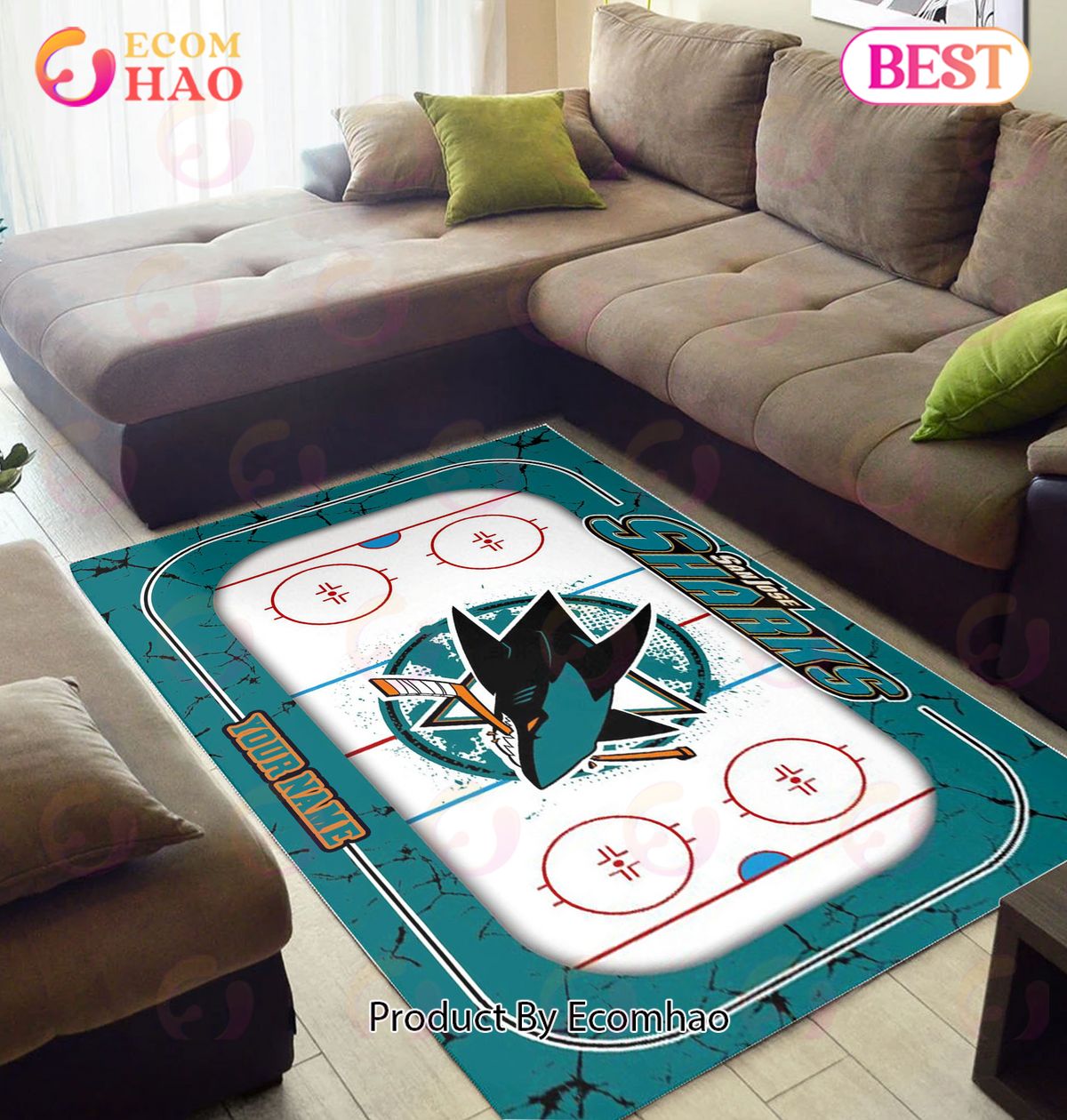 Personalized NHL San Jose Sharks Rug Carpet Perfect Gift