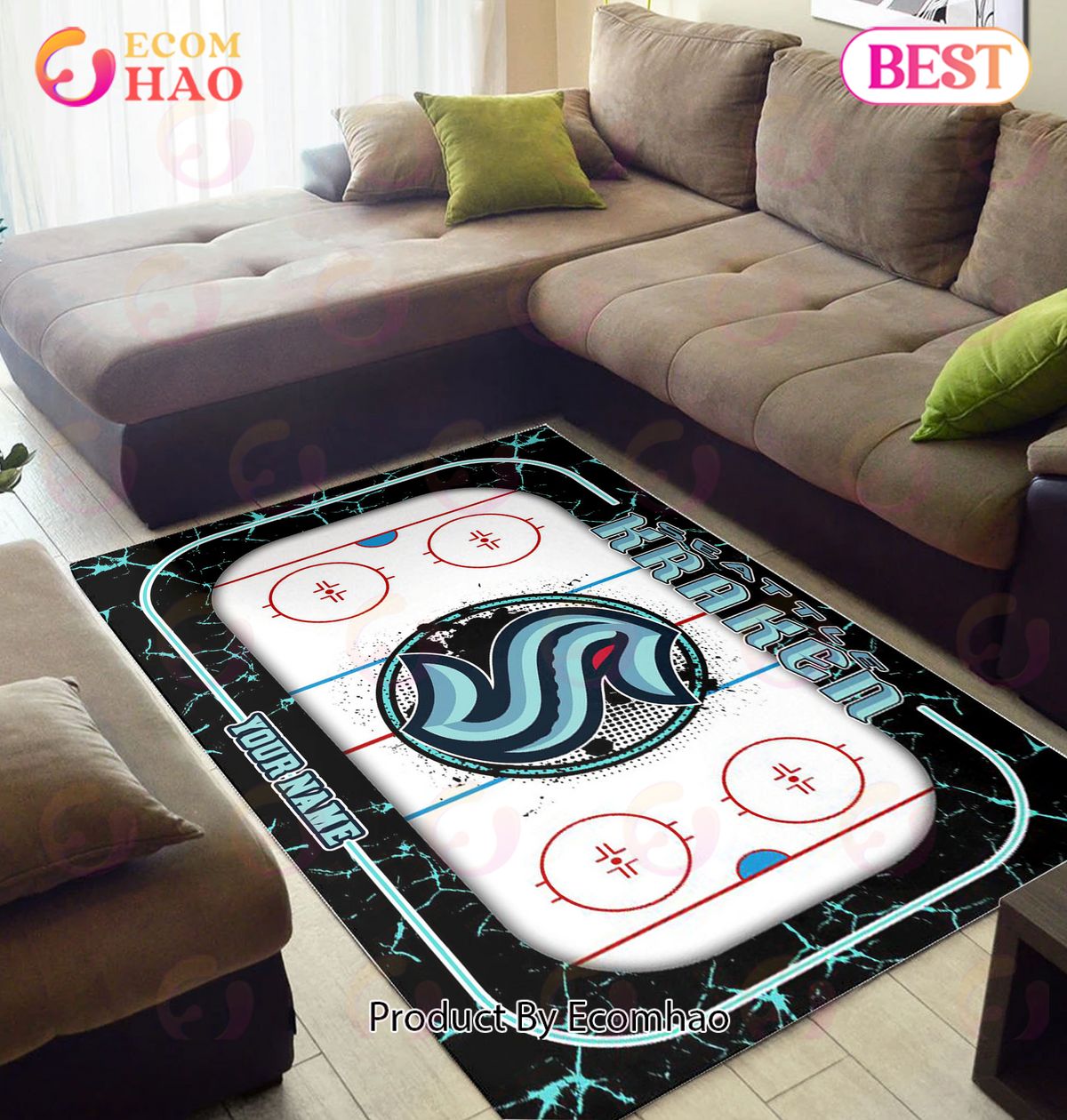 Personalized NHL Seattle Kraken Rug Carpet Perfect Gift