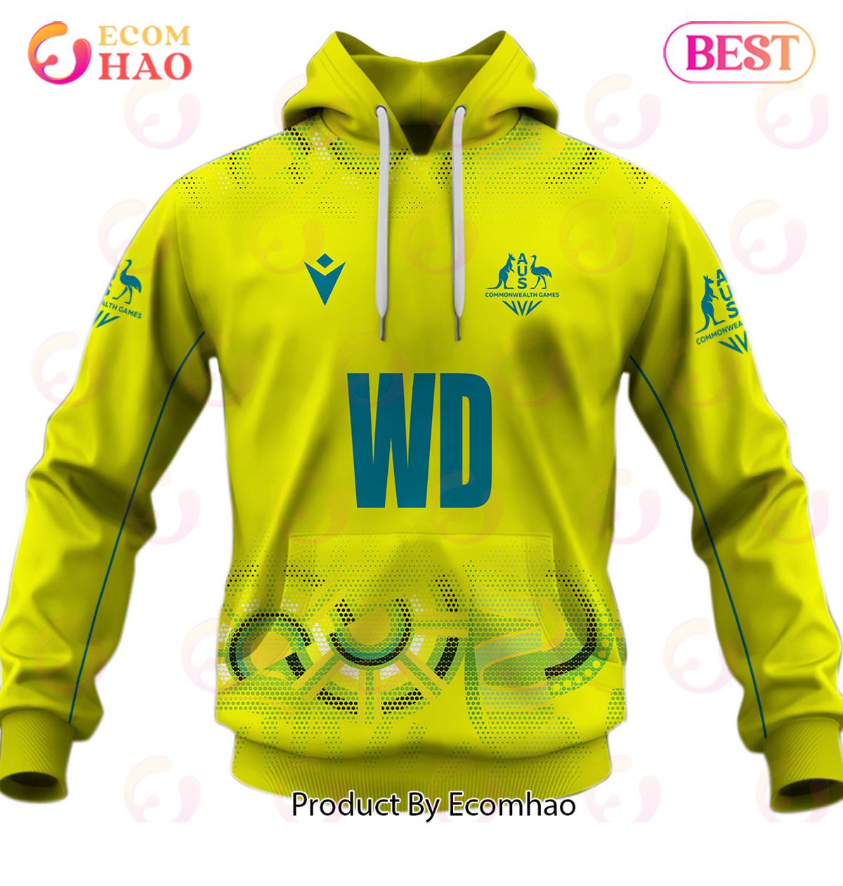 Personalized Netball Australia Diamonds Yellow Jersey 2022 3D Hoodie