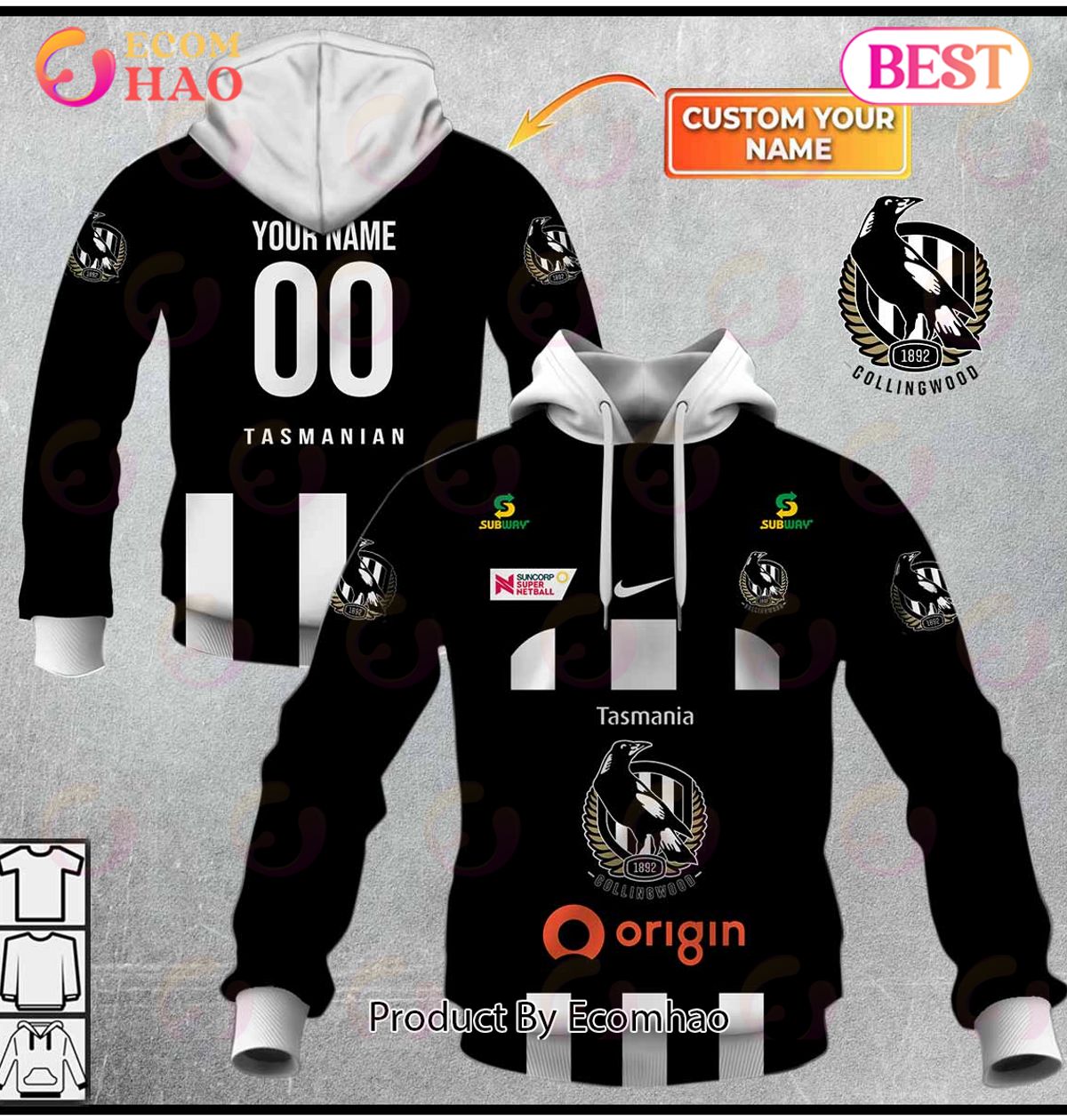 Personalized Netball Collingwood Magpies Jersey 2022 3D Hoodie