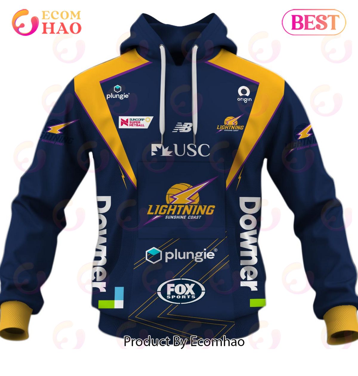 Personalized Netball Sunshine Coast Lightning Jersey 2022 3D Hoodie