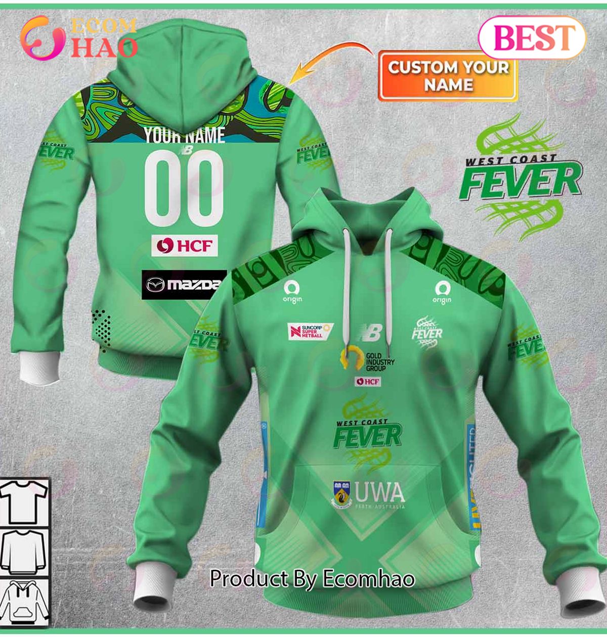 Personalized Netball West Coast Fever Jersey 2022 3D Hoodie