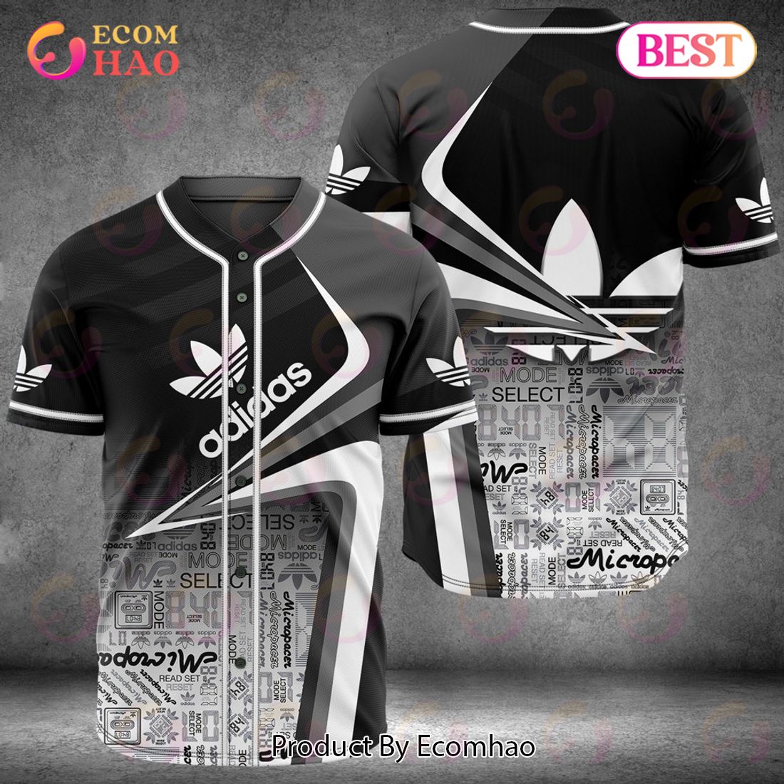 Adidas Ombre Black Grey Printing Patter Luxury Brand Jersey Limited Edition