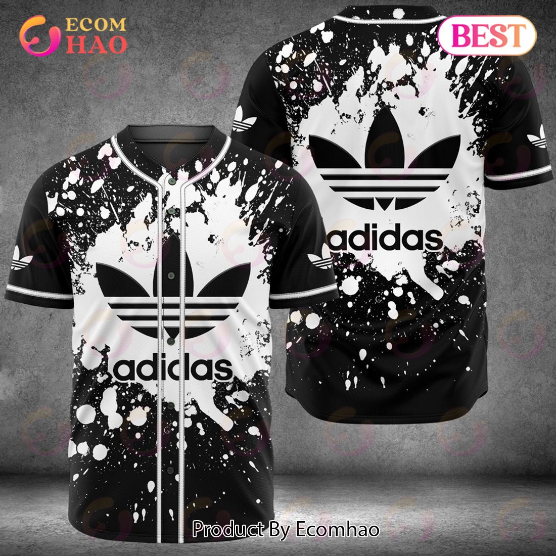 Adidas White Paint Flakes Luxury Brand Jersey Limited Edition