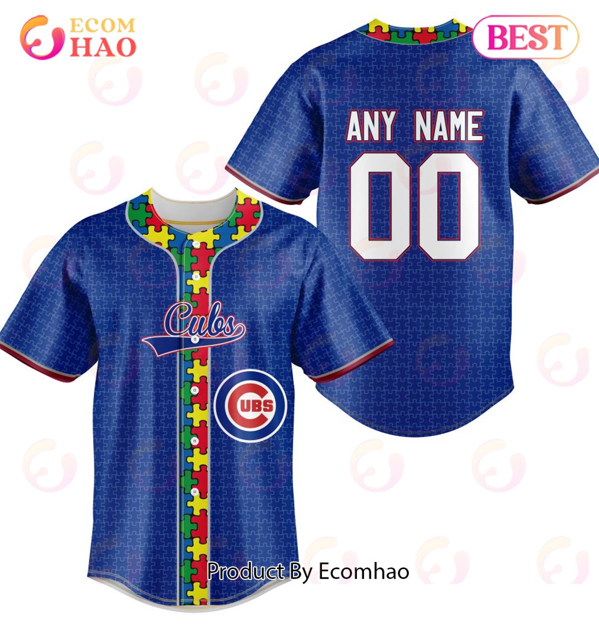 MLB Chicago Cubs Mix Grateful Dead _ Specialized Baseball Jersey Fearless Aganst Autism