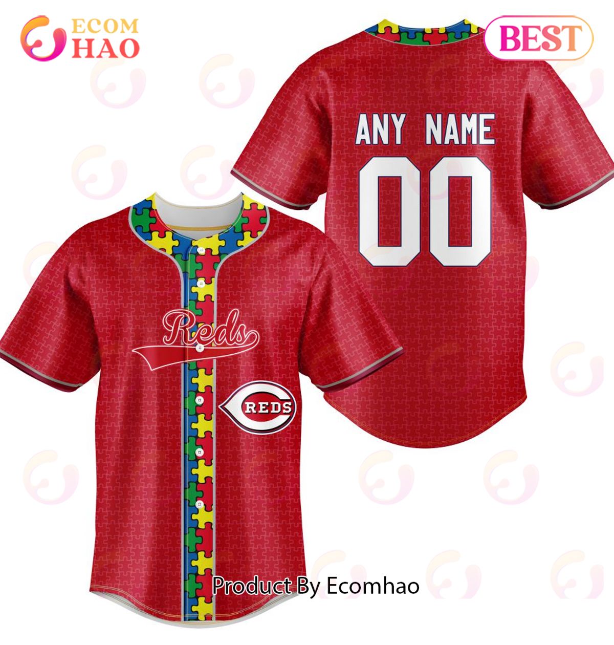 MLB Cincinnati Reds Specialized Baseball Jersey Fearless Aganst Autism