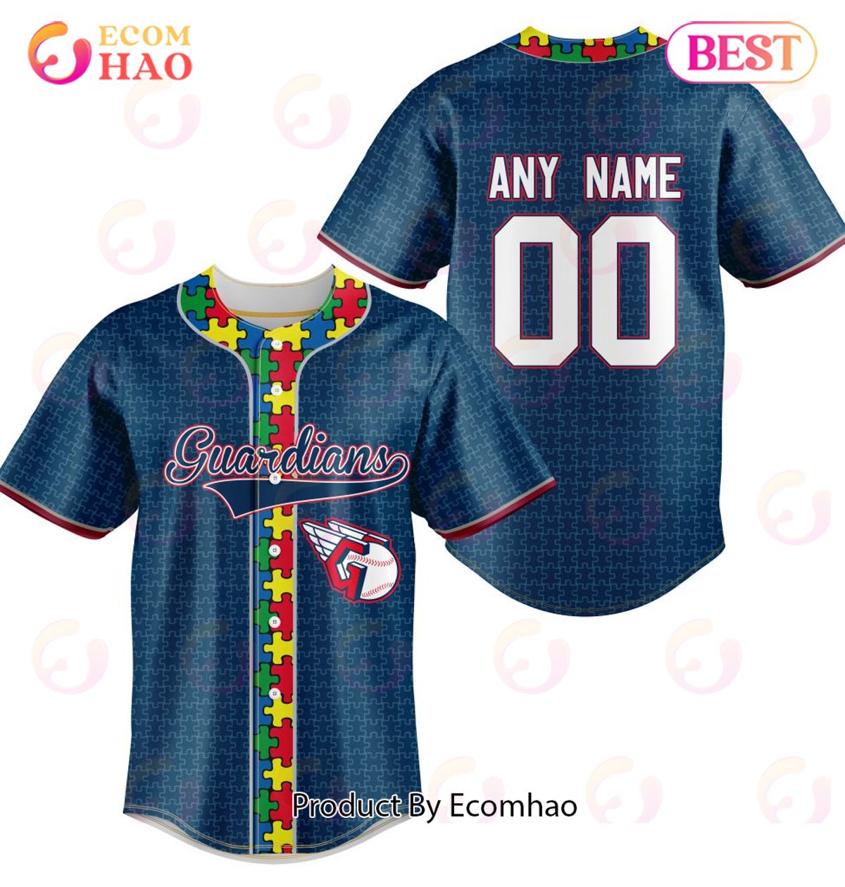 MLB Cleveland Guardians Specialized Baseball Jersey Fearless Aganst Autism