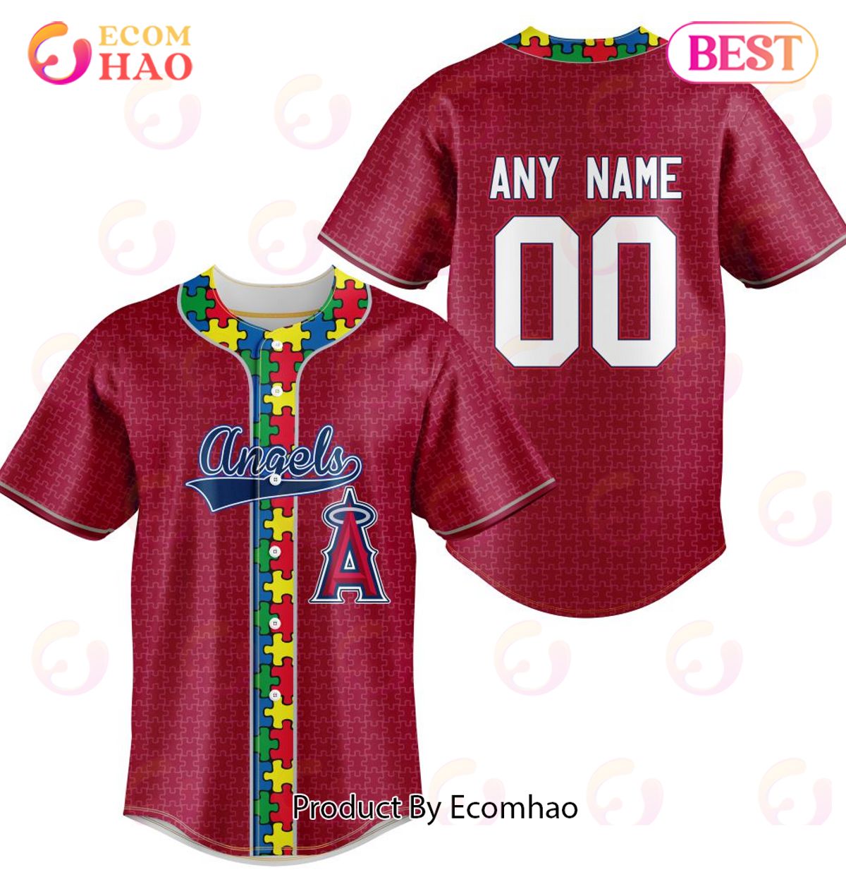 MLB Los Angeles Angels Of Anaheim Specialized Baseball Jersey Fearless Aganst Autism