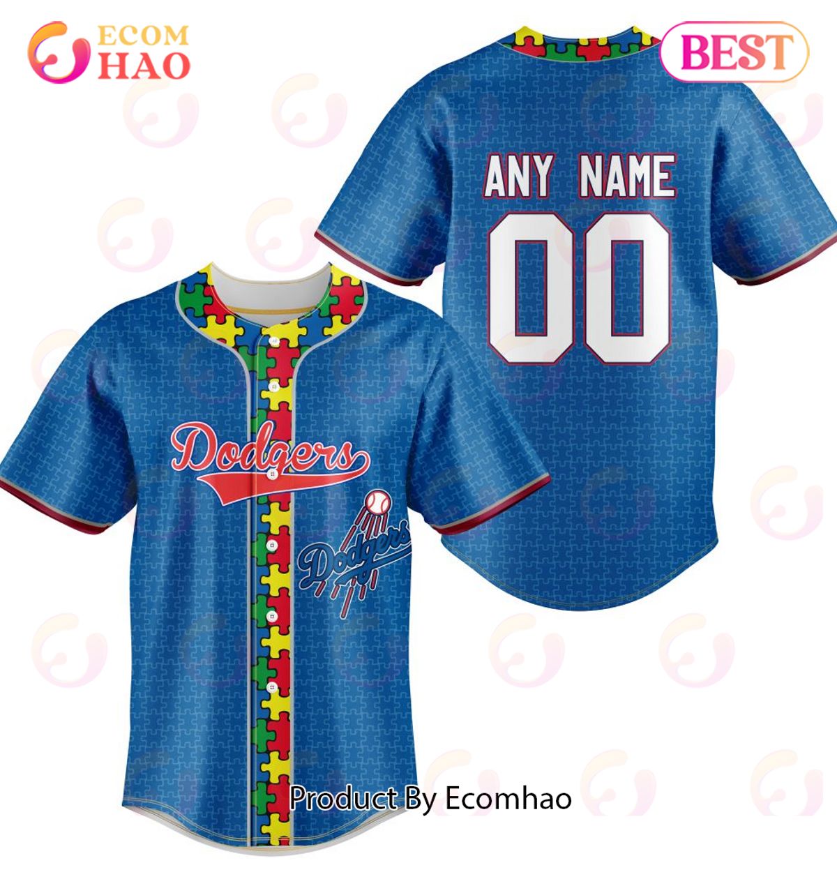 MLB Los Angeles Dodgers Specialized Baseball Jersey Fearless Aganst Autism