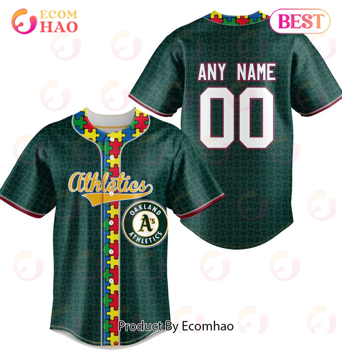 MLB Oakland Athletics Mix Grateful Dead _ Specialized Baseball Jersey Fearless Aganst Autism