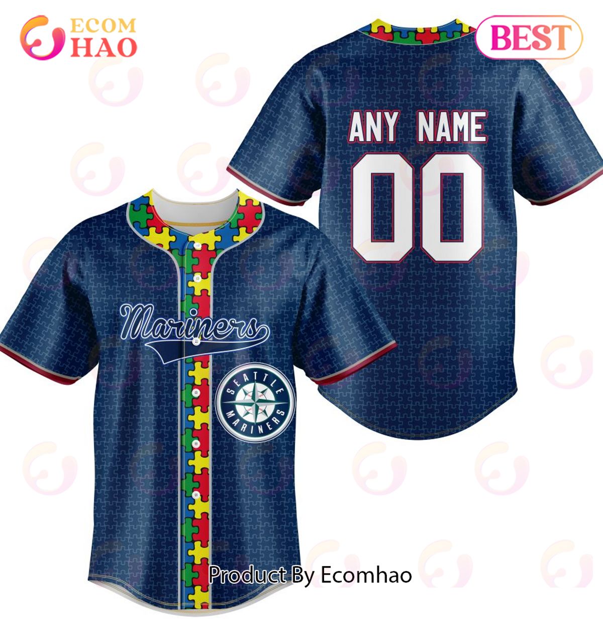MLB Seattle Mariners Specialized Baseball Jersey Fearless Aganst Autism