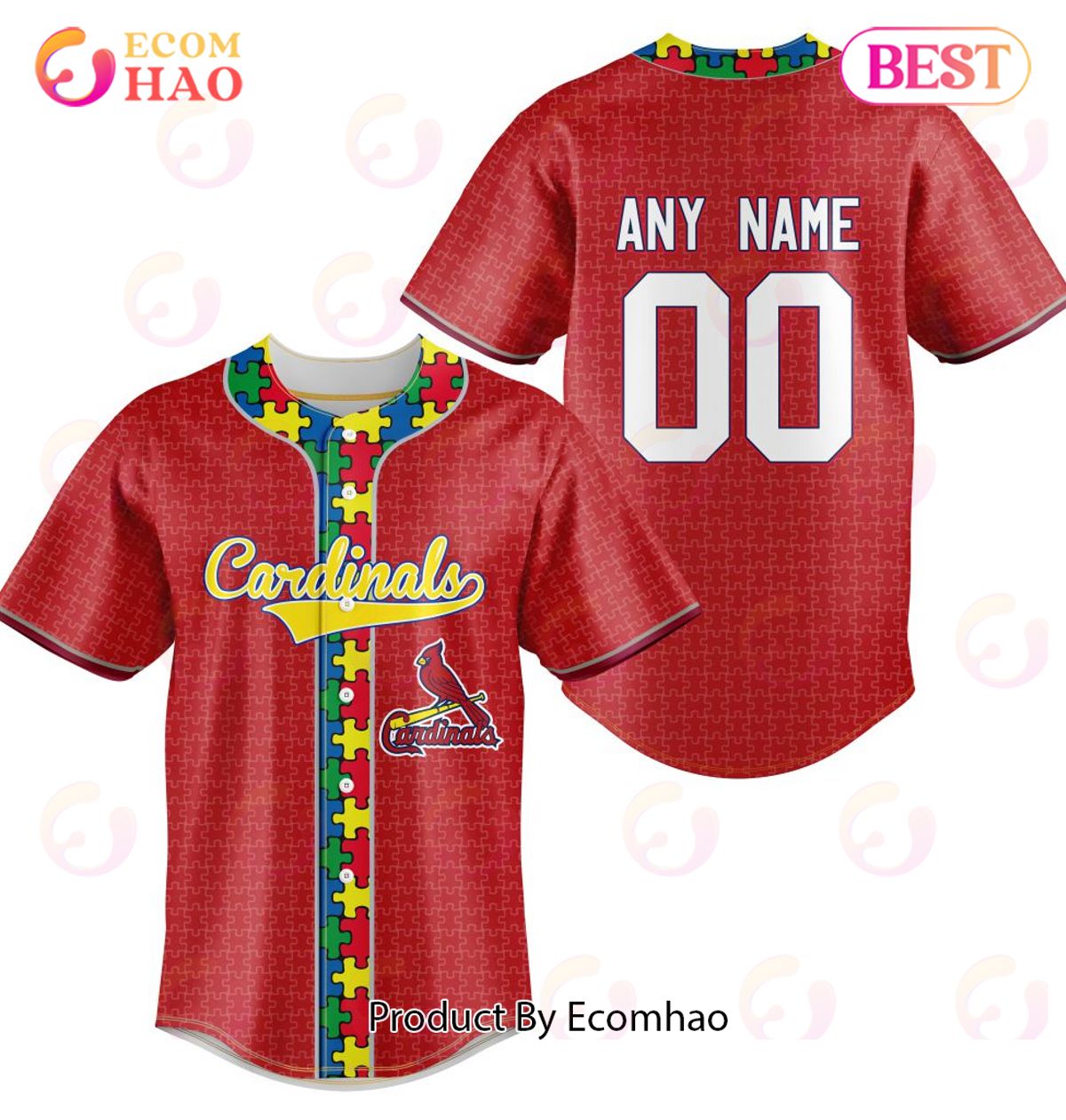 MLB St. Louis Cardinals Mix Grateful Dead _ Specialized Baseball Jersey Fearless Aganst Autism