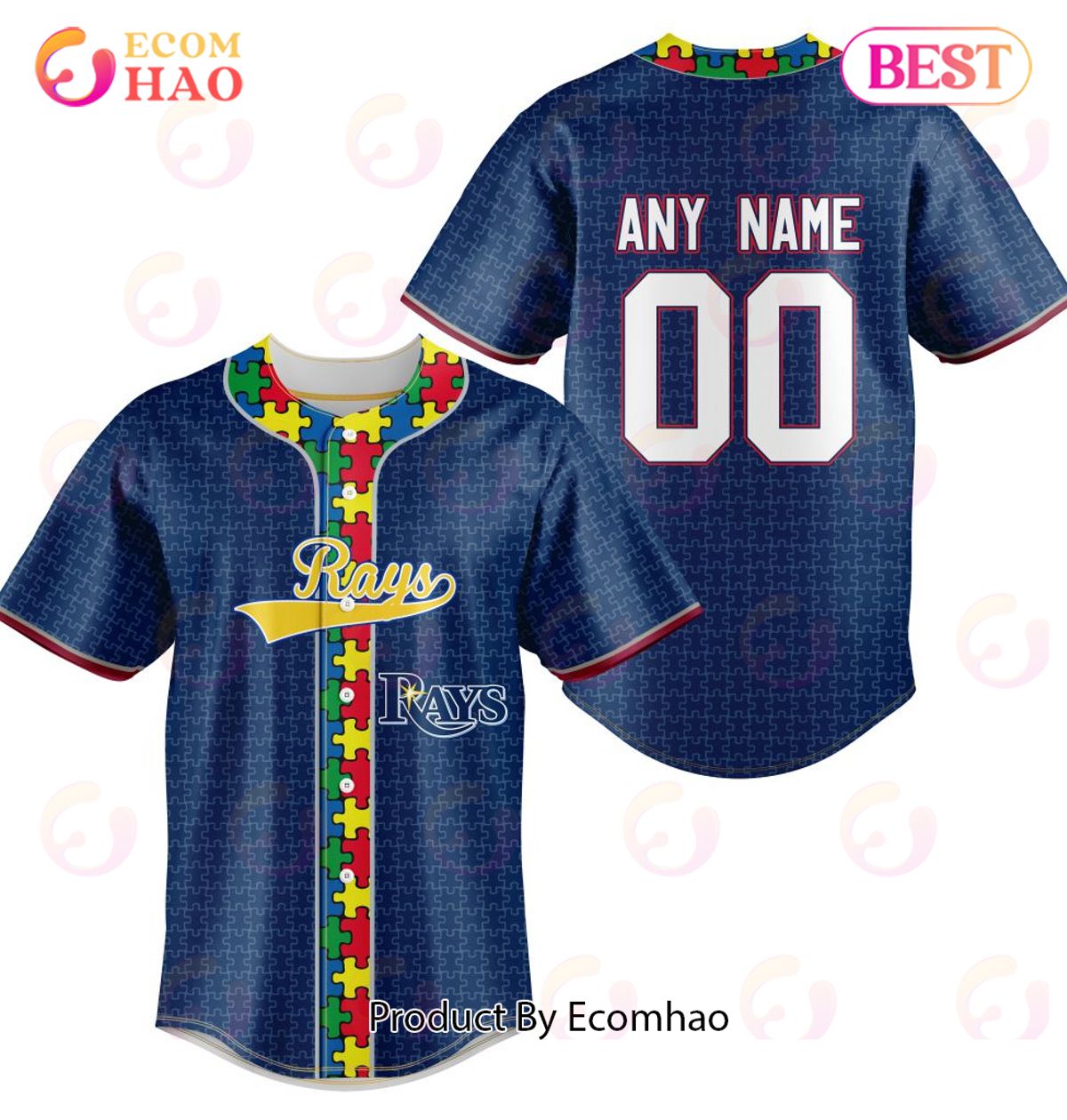 MLB Tampa Bay Rays Specialized Baseball Jersey Fearless Aganst Autism