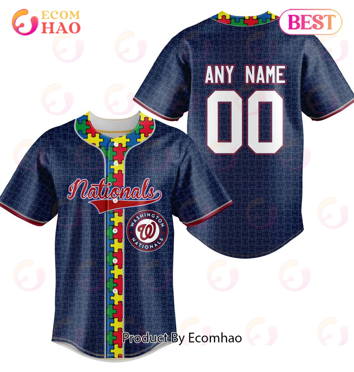 MLB Washington Nationals Specialized Baseball Jersey Fearless Aganst Autism