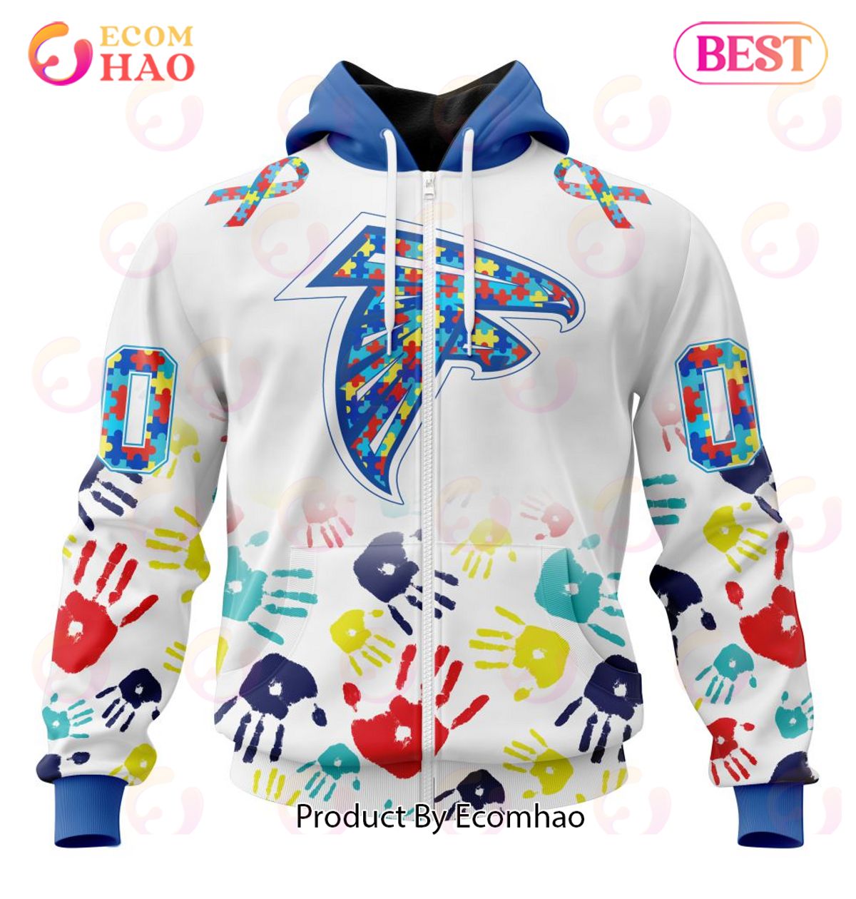 Best NFL Atlanta Falcons Autism Awareness Collection 3D Hoodie