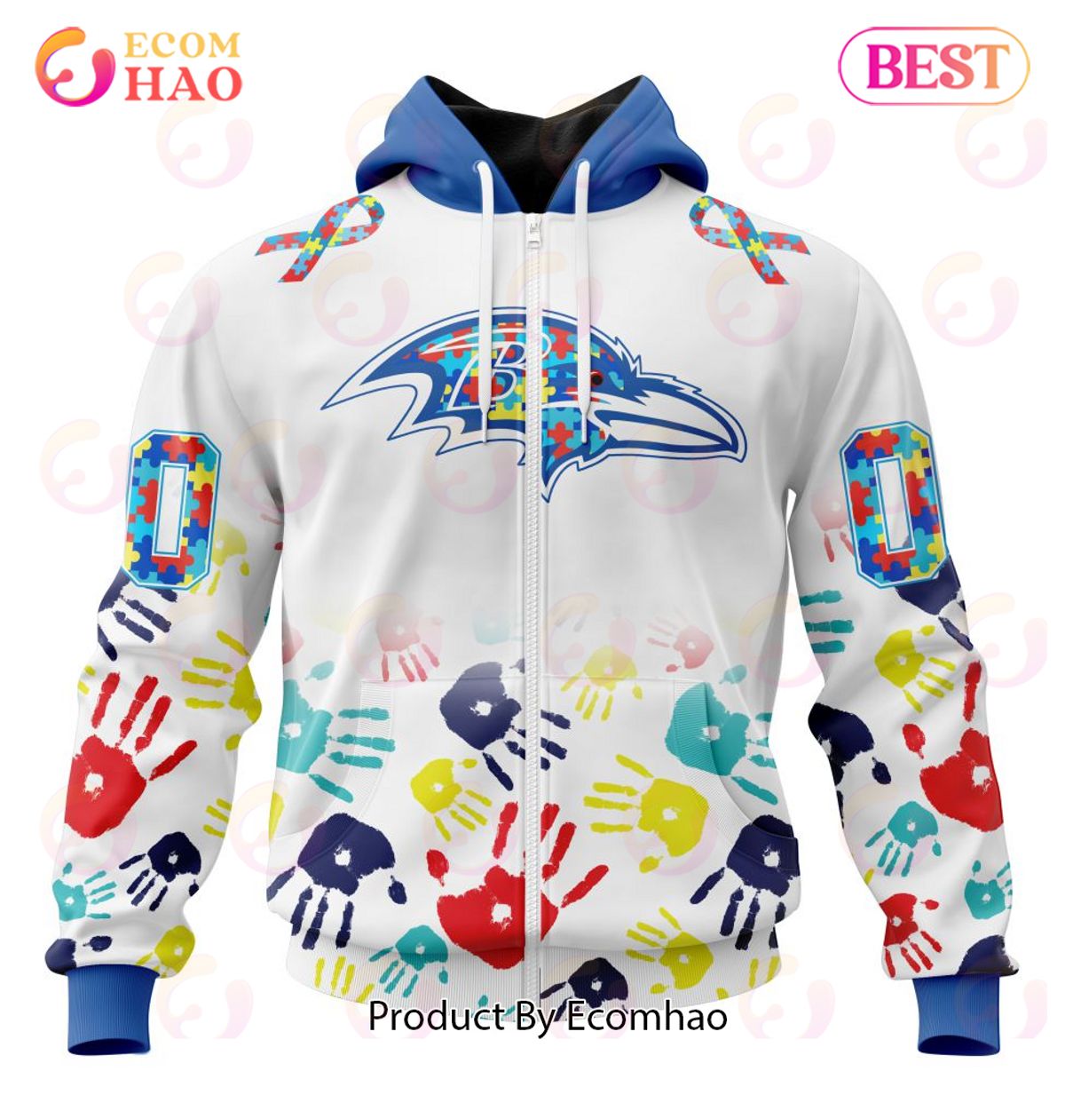 Best NFL Baltimore Ravens Autism Awareness Collection 3D Hoodie