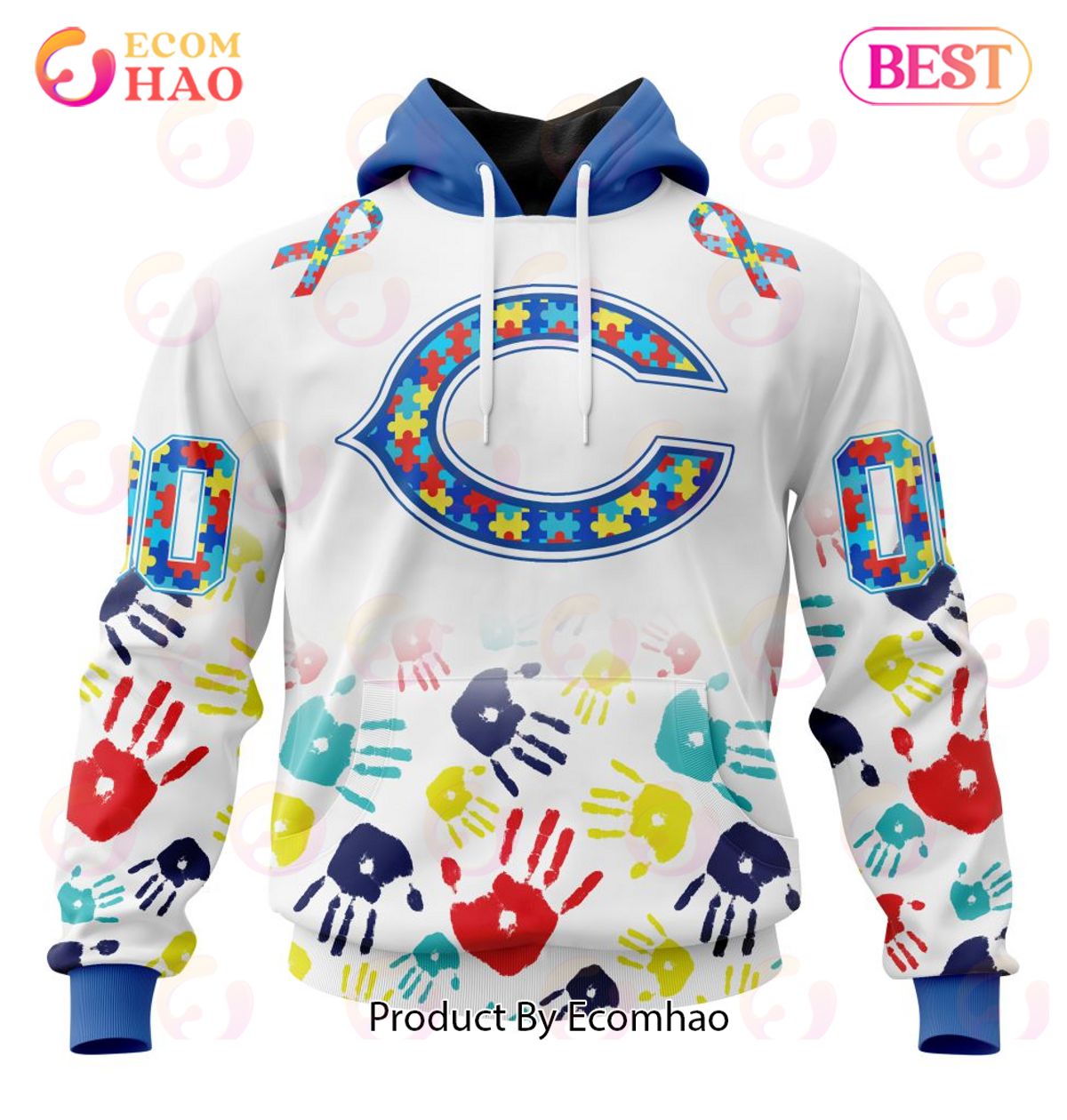 Best NFL Chicago Bears Autism Awareness Collection 3D Hoodie