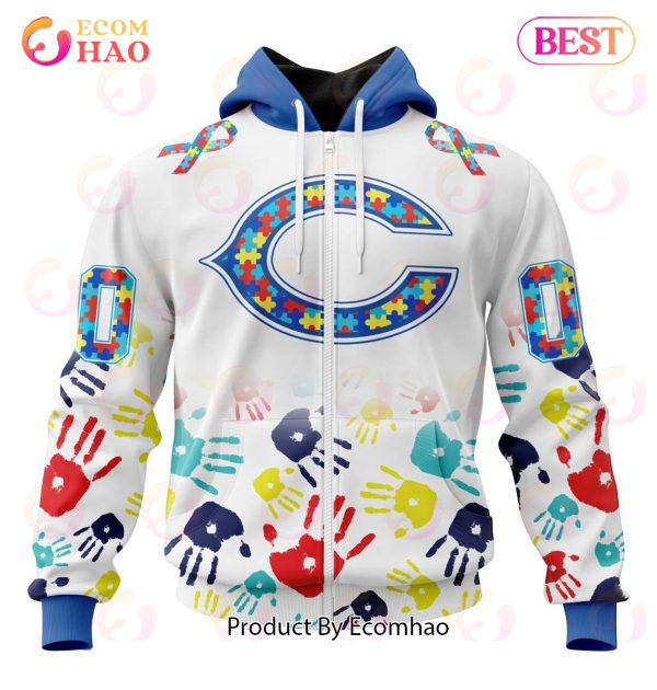 Best NFL Chicago Bears Autism Awareness Collection 3D Hoodie