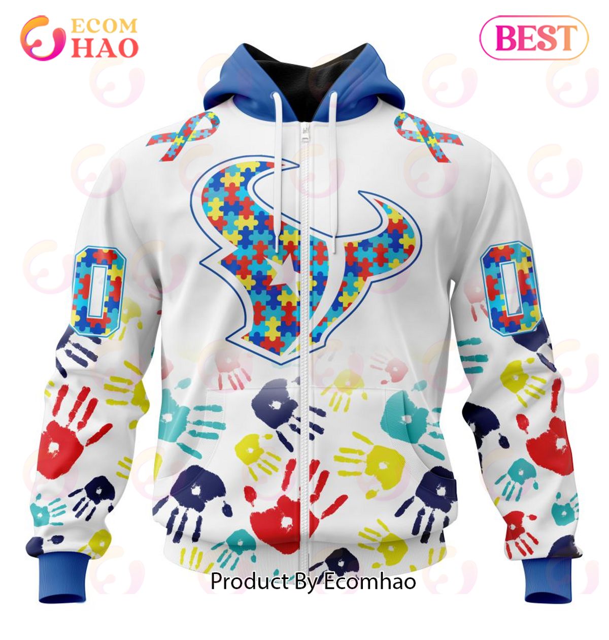 Best NFL Houston Texans Autism Awareness Collection 3D Hoodie