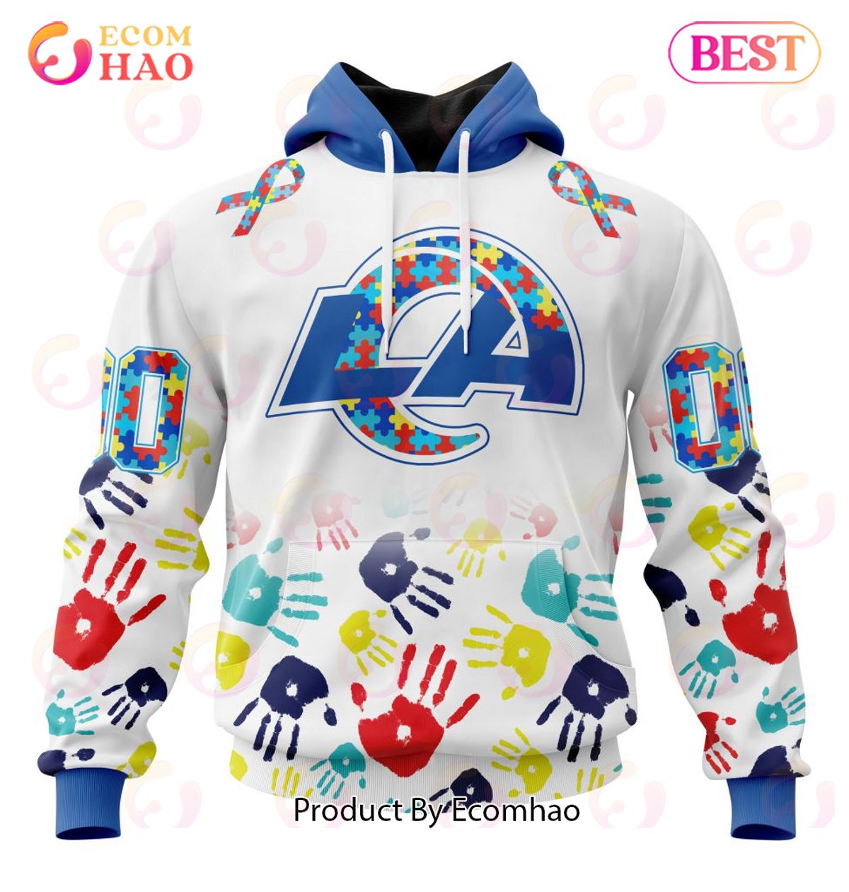 Best NFL Los Angeles Rams Autism Awareness Collection 3D Hoodie