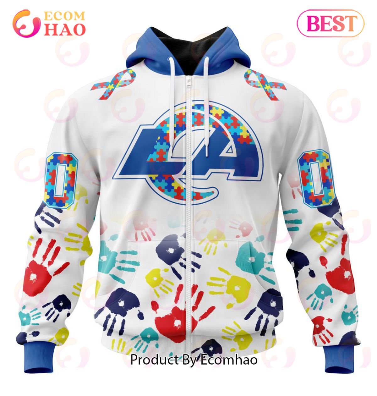 Best NFL Los Angeles Rams Autism Awareness Collection 3D Hoodie