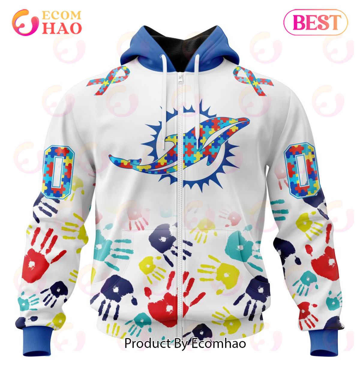 Best NFL Miami Dolphins Autism Awareness Collection 3D Hoodie